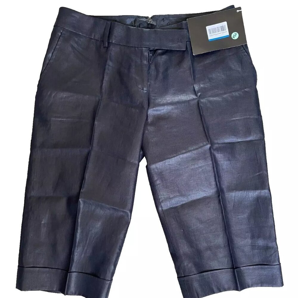 JOHN RICHMOND X ITALY RUNWAY SHORTS PANTS DRESS CAPRIS GLOSSY LINEN NWT 44
